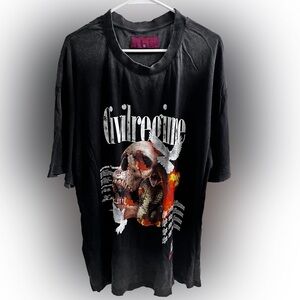 Darc Sport Civil Regime Black Tee with Skull and Dove Design